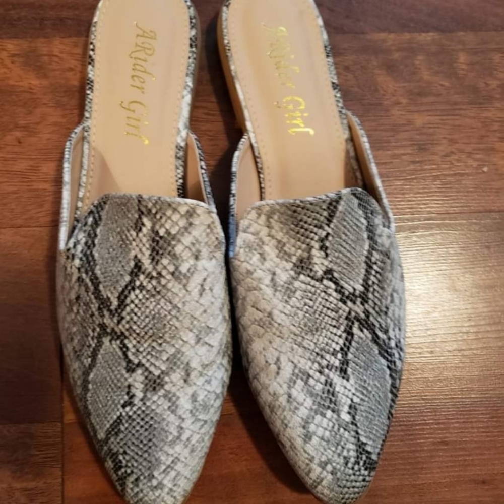 Snakeskin mules